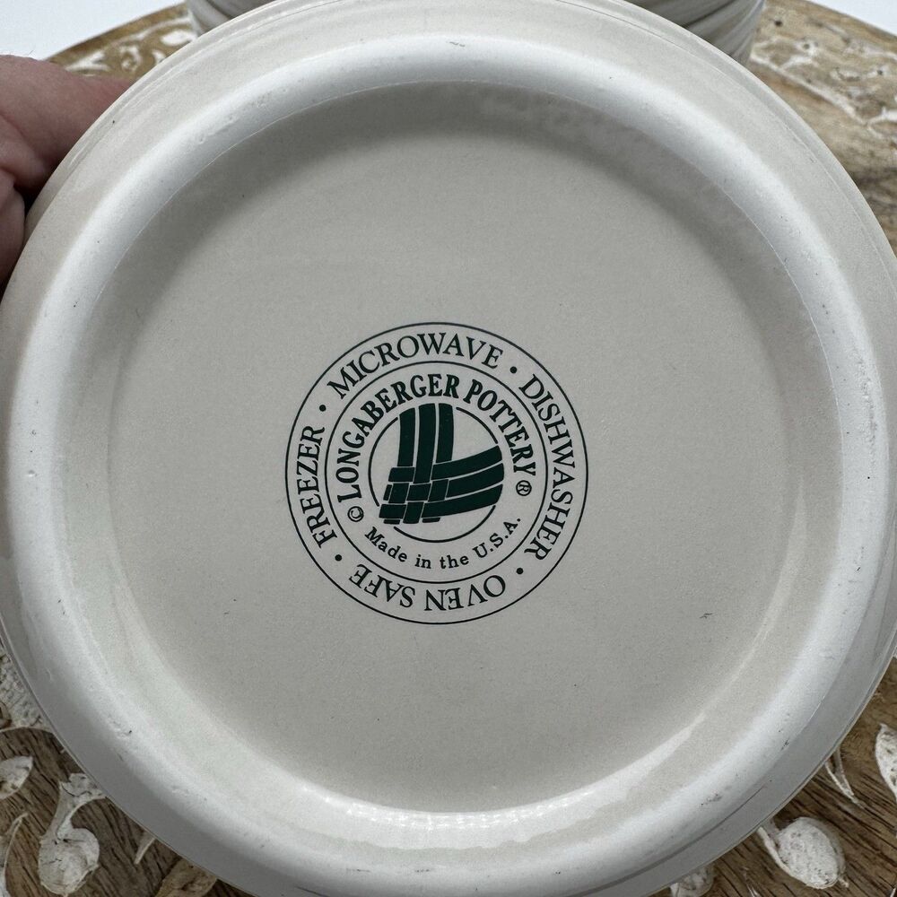 Longaberger Pottery Woven Traditions Ivory Stacking Soup or Cereal 6" Bowl Ivory - Picture 3 of 8